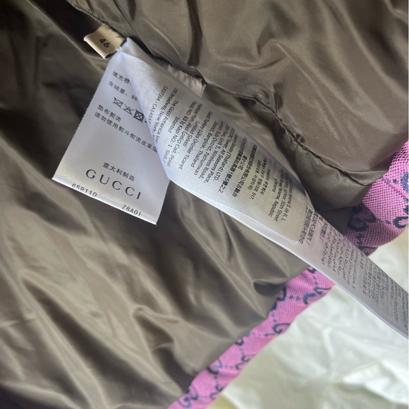 Gucci $2600 GG Logo Jacquard Cotton Canvas Down Multicolor Colorblock Vest 46 - Picture 13 of 14